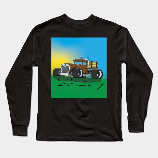 Hill Billy Hay Bale Truck Cartoon Long Sleeve T-Shirt by Dad n Son Designs